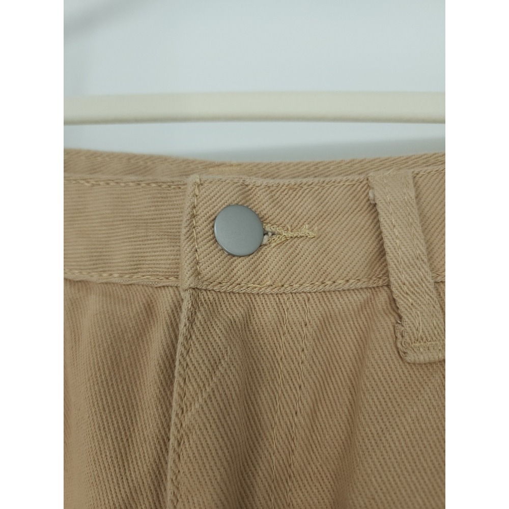 Dazy Denim Shorts Women Med Khaki Tan RawHem HighWaist Casual Coastal Safari NWT - Picture 4 of 8